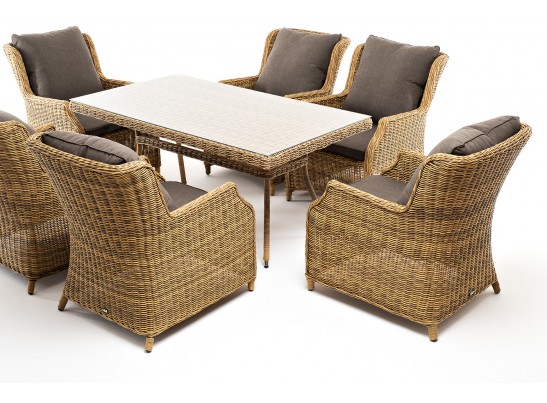 "Неаполь" обеденная группа плетеная из искусственного ротанга, цвет соломенный в Набережных Челнах