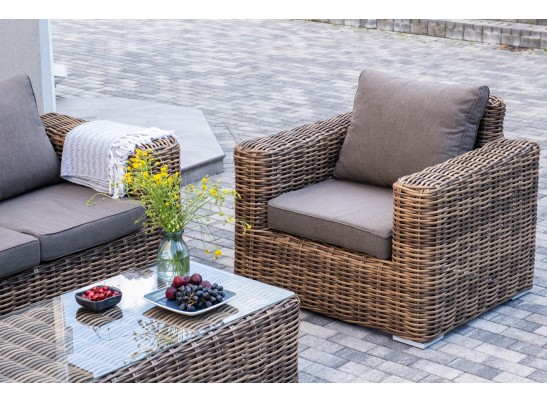 "Палермо" лаунж-зона из искусственного ротанга, цвет соломенный в Набережных Челнах