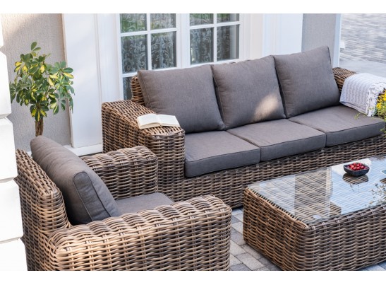 "Палермо" лаунж-зона из искусственного ротанга, цвет соломенный в Набережных Челнах