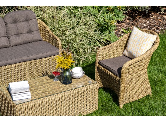 "Равенна" лаунж-зона из искусственного ротанга, цвет соломенный в Набережных Челнах