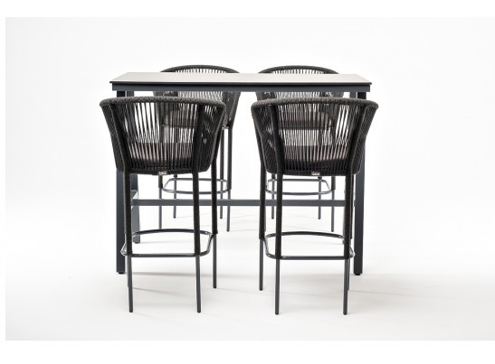 "Рио" барный комплект на 4 персоны, стол HPL "серый гранит", цвет темно-серый в Набережных Челнах