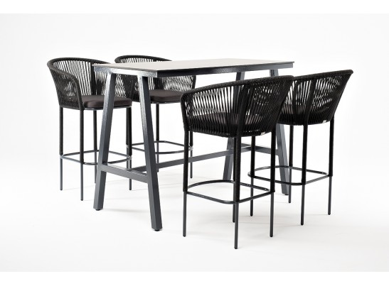 "Рио" барный комплект на 4 персоны, стол HPL "серый гранит", цвет темно-серый в Набережных Челнах