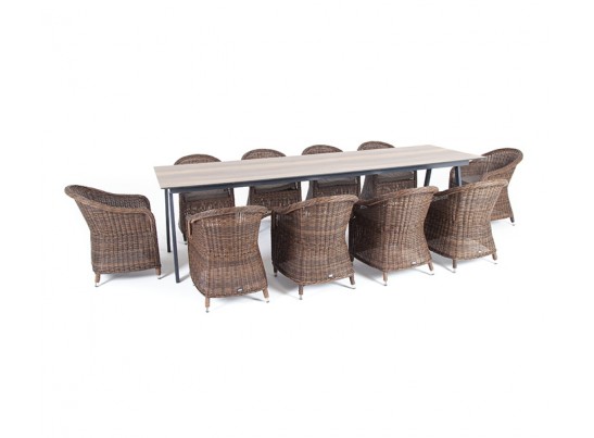 "Рио" обеденная группа на 10 персон, стол HPL "дуб", цвет коричневый в Набережных Челнах