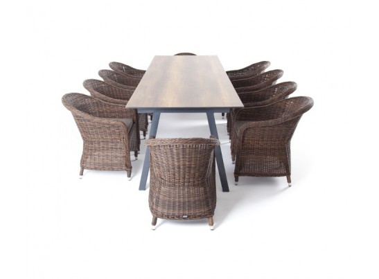 "Рио" обеденная группа на 10 персон, стол HPL "дуб", цвет коричневый в Набережных Челнах