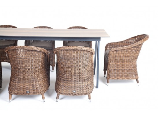 "Рио" обеденная группа на 10 персон, стол HPL "дуб", цвет коричневый в Набережных Челнах