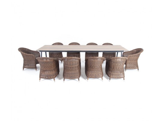 "Рио" обеденная группа на 10 персон, стол HPL "дуб", цвет коричневый в Набережных Челнах