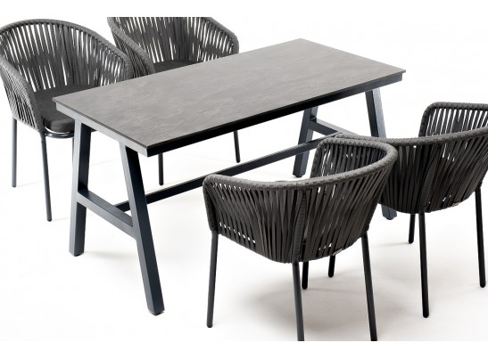 "Рио" обеденная группа на 4 персоны, стол HPL "серый гранит", цвет серый в Набережных Челнах