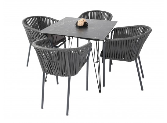 "Руссо" обеденный стол из HPL квадратный 90х90см, цвет "черный мрамор" в Набережных Челнах