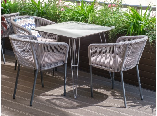 "Руссо" обеденный стол из HPL квадратный 90х90см, цвет светло-серый в Набережных Челнах