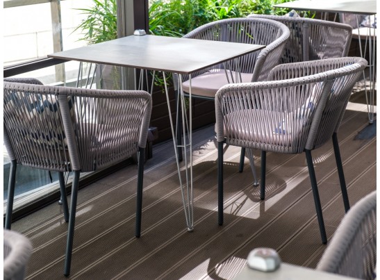 "Руссо" обеденный стол из HPL квадратный 90х90см, цвет светло-серый в Набережных Челнах