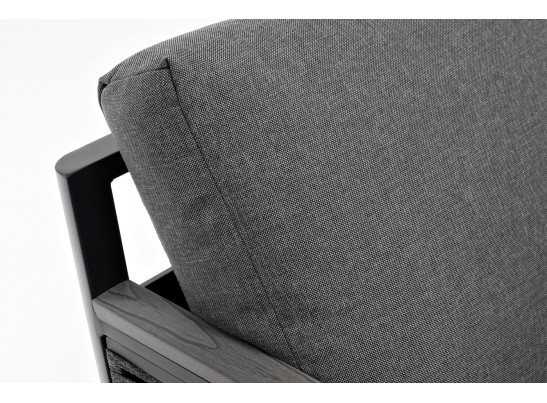 "Сан Ремо" диван 2-местный плетеный из роупа, каркас алюминий темно-серый, роуп серый, ткань серая в Набережных Челнах