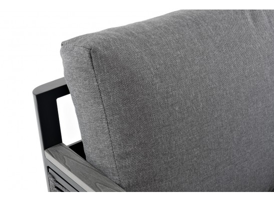 "Сан Ремо" кресло плетеное из роупа садовое, каркас алюминий темно-серый, роуп серый, ткань серая в Набережных Челнах