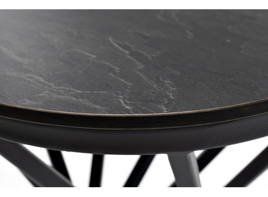 "Сантьяго" журнальный стол из HPL круглый Ø40 H55, каркас из стали темно-серый (RAL 7024), цвет столешницы "серый гранит" в Набережных Челнах