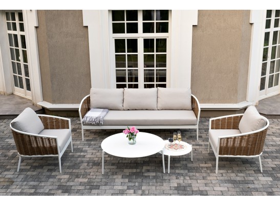 "Тоскана" лаунж-зона из искусственного ротанга, цвет соломенный в Набережных Челнах