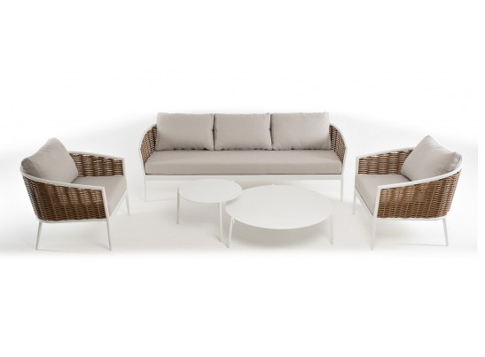 "Тоскана" лаунж-зона из искусственного ротанга, цвет соломенный в Набережных Челнах