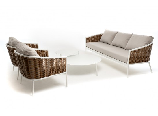 "Тоскана" лаунж-зона из искусственного ротанга, цвет соломенный в Набережных Челнах