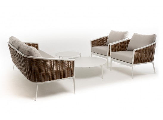 "Тоскана" лаунж-зона из искусственного ротанга, цвет соломенный в Набережных Челнах