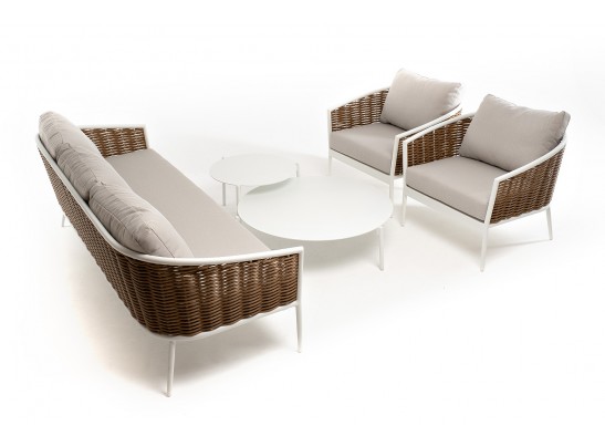 "Тоскана" лаунж-зона из искусственного ротанга, цвет соломенный в Набережных Челнах