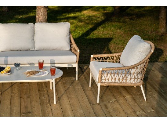 "Венеция" лаунж-зона из искусственного ротанга, цвет соломенный в Набережных Челнах