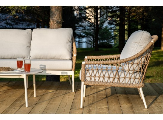 "Венеция" лаунж-зона из искусственного ротанга, цвет соломенный в Набережных Челнах