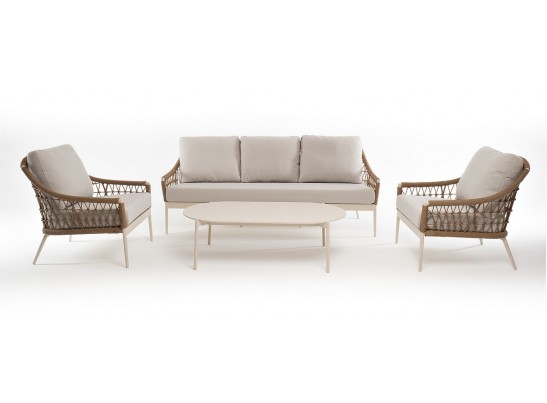 "Венеция" лаунж-зона из искусственного ротанга, цвет соломенный в Набережных Челнах