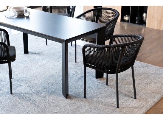 "Венето" обеденная группа на 4 персоны со стульями "Марсель", каркас темно-серый, роуп темно-серый в Набережных Челнах