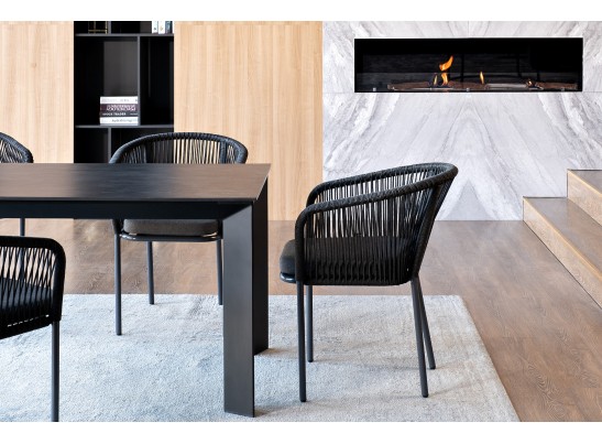 "Венето" обеденная группа на 4 персоны со стульями "Марсель", каркас темно-серый, роуп темно-серый в Набережных Челнах