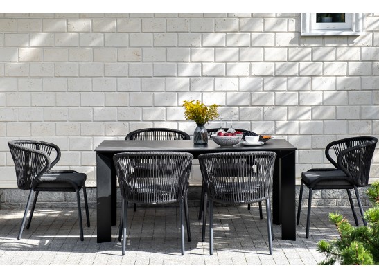 "Венето" обеденный стол из HPL 160х80см, цвет "серый гранит", каркас черный в Набережных Челнах