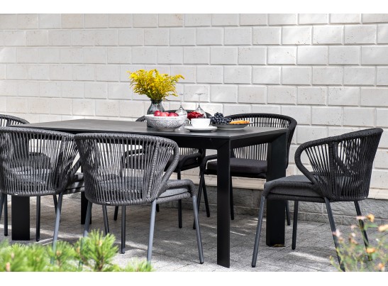 "Венето" обеденный стол из HPL 160х80см, цвет "серый гранит", каркас черный в Набережных Челнах