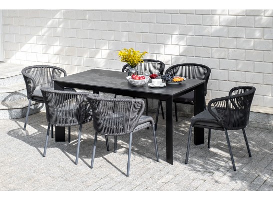 "Венето" обеденный стол из HPL 160х80см, цвет "серый гранит", каркас черный в Набережных Челнах