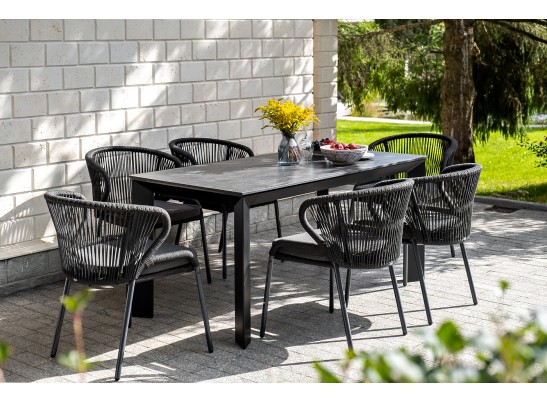 "Венето" обеденный стол из HPL 160х80см, цвет "серый гранит", каркас черный в Набережных Челнах