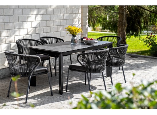 "Венето" обеденный стол из HPL 160х80см, цвет "серый гранит", каркас черный в Набережных Челнах