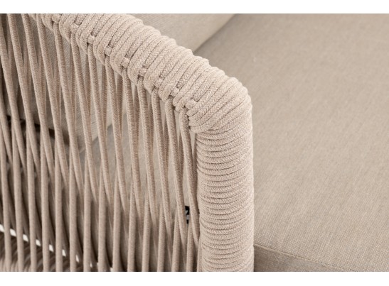 "Верона" кресло плетеное из роупа, каркас алюминий белый муар, роуп бежевый круглый, ткань бежевая 052 в Набережных Челнах