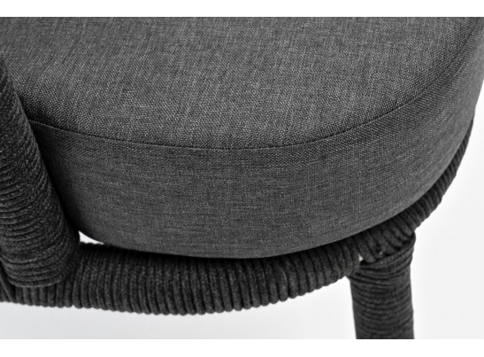 "Верона" кресло плетеное из роупа, каркас алюминий темно-серый (RAL7024) муар, роуп темно-серый круглый, ткань темно-серая 027 в Набережных Челнах