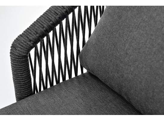 "Верона" кресло плетеное из роупа, каркас алюминий темно-серый (RAL7024) муар, роуп темно-серый круглый, ткань темно-серая 027 в Набережных Челнах