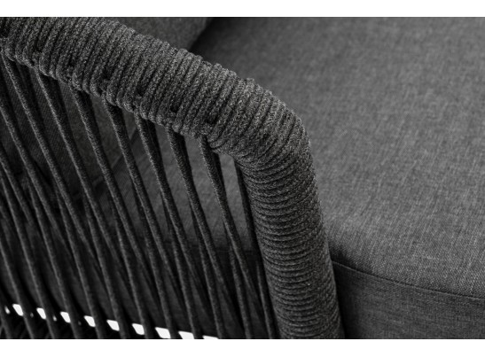 "Верона" кресло плетеное из роупа, каркас алюминий темно-серый (RAL7024) муар, роуп темно-серый круглый, ткань темно-серая 027 в Набережных Челнах