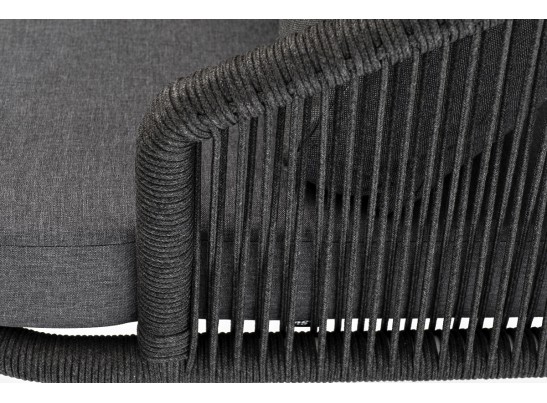 "Верона" кресло плетеное из роупа, каркас алюминий темно-серый (RAL7024) муар, роуп темно-серый круглый, ткань темно-серая 027 в Набережных Челнах