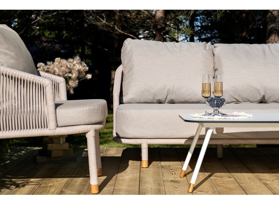 "Верона" лаунж-зона 5-местная плетеная из роупа (веревки), каркас алюминиевый белый, роуп бежевый в Набережных Челнах