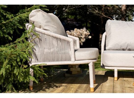 "Верона" лаунж-зона 5-местная плетеная из роупа (веревки), каркас алюминиевый белый, роуп бежевый в Набережных Челнах