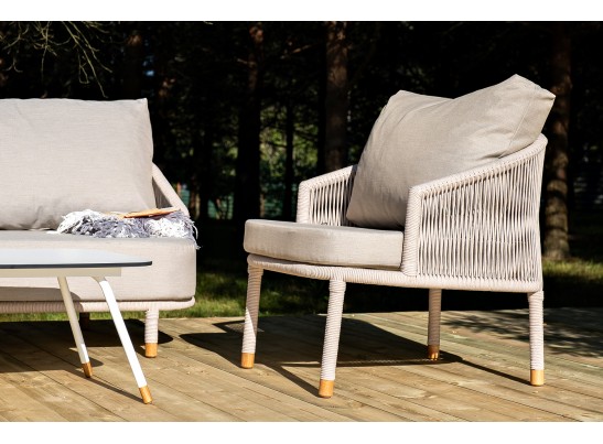 "Верона" лаунж-зона 5-местная плетеная из роупа (веревки), каркас алюминиевый белый, роуп бежевый в Набережных Челнах