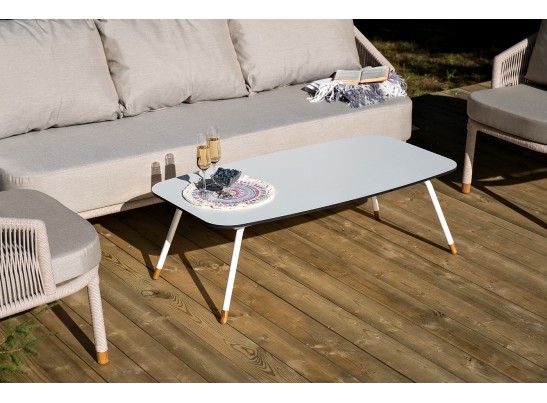 "Верона" лаунж-зона 5-местная плетеная из роупа (веревки), каркас алюминиевый белый, роуп бежевый в Набережных Челнах