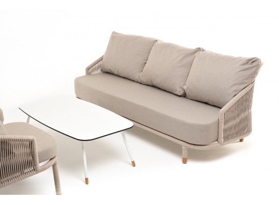 "Верона" лаунж-зона 5-местная плетеная из роупа (веревки), каркас алюминиевый белый, роуп бежевый в Набережных Челнах