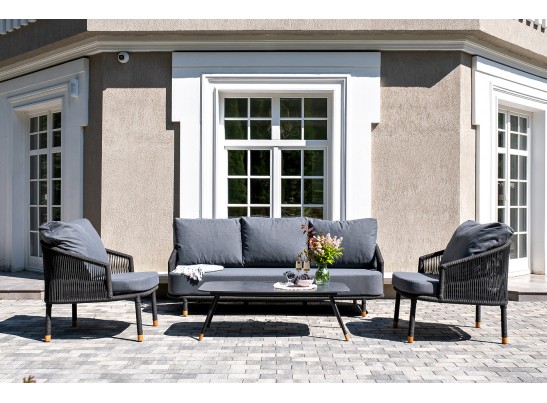 "Верона" лаунж-зона 5-местная плетеная из роупа (веревки), каркас алюминиевый темно-серый, роуп темно-серый в Набережных Челнах