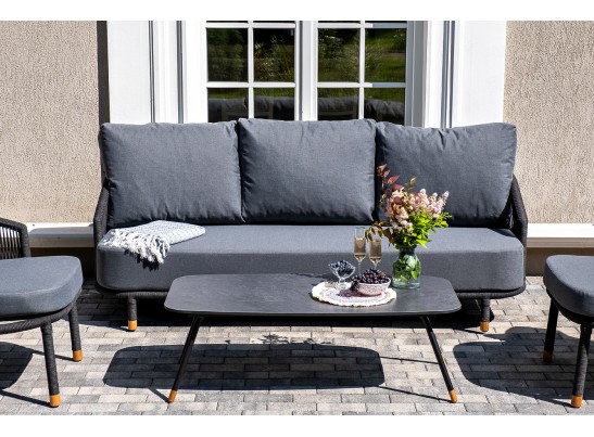 "Верона" лаунж-зона 5-местная плетеная из роупа (веревки), каркас алюминиевый темно-серый, роуп темно-серый в Набережных Челнах