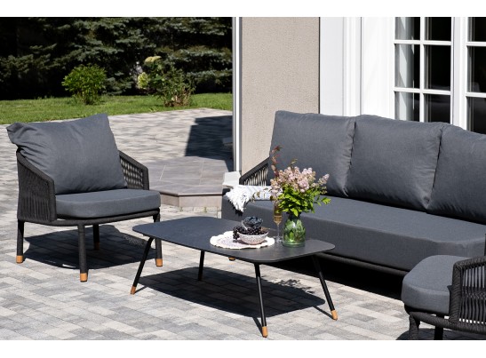 "Верона" лаунж-зона 5-местная плетеная из роупа (веревки), каркас алюминиевый темно-серый, роуп темно-серый в Набережных Челнах