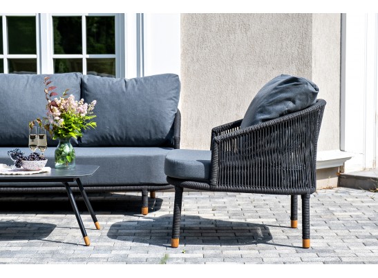 "Верона" лаунж-зона 5-местная плетеная из роупа (веревки), каркас алюминиевый темно-серый, роуп темно-серый в Набережных Челнах