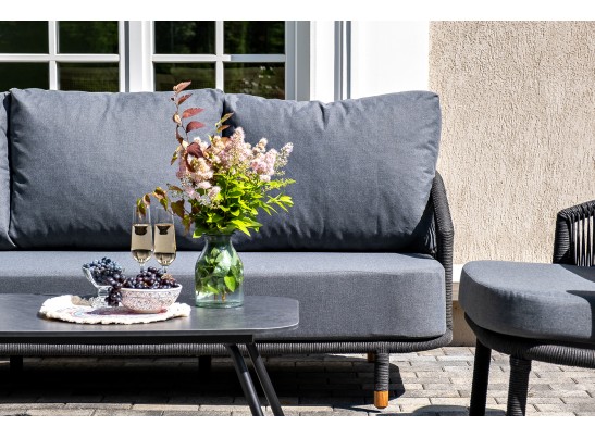 "Верона" лаунж-зона 5-местная плетеная из роупа (веревки), каркас алюминиевый темно-серый, роуп темно-серый в Набережных Челнах