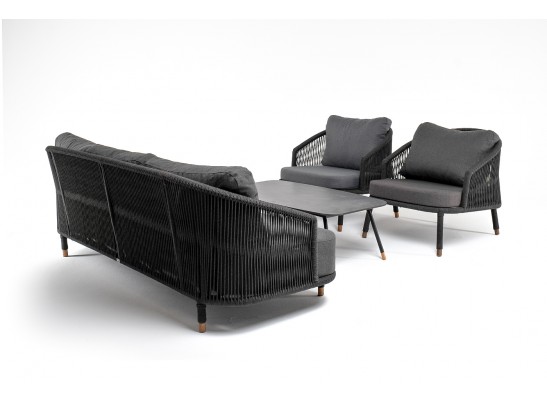 "Верона" лаунж-зона 5-местная плетеная из роупа (веревки), каркас алюминиевый темно-серый, роуп темно-серый в Набережных Челнах