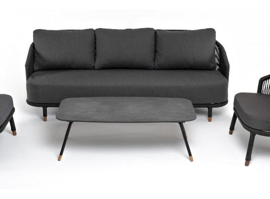 "Верона" лаунж-зона 5-местная плетеная из роупа (веревки), каркас алюминиевый темно-серый, роуп темно-серый в Набережных Челнах