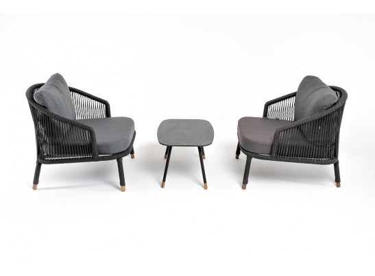 "Верона" лаунж-зона 5-местная плетеная из роупа (веревки), каркас алюминиевый темно-серый, роуп темно-серый в Набережных Челнах